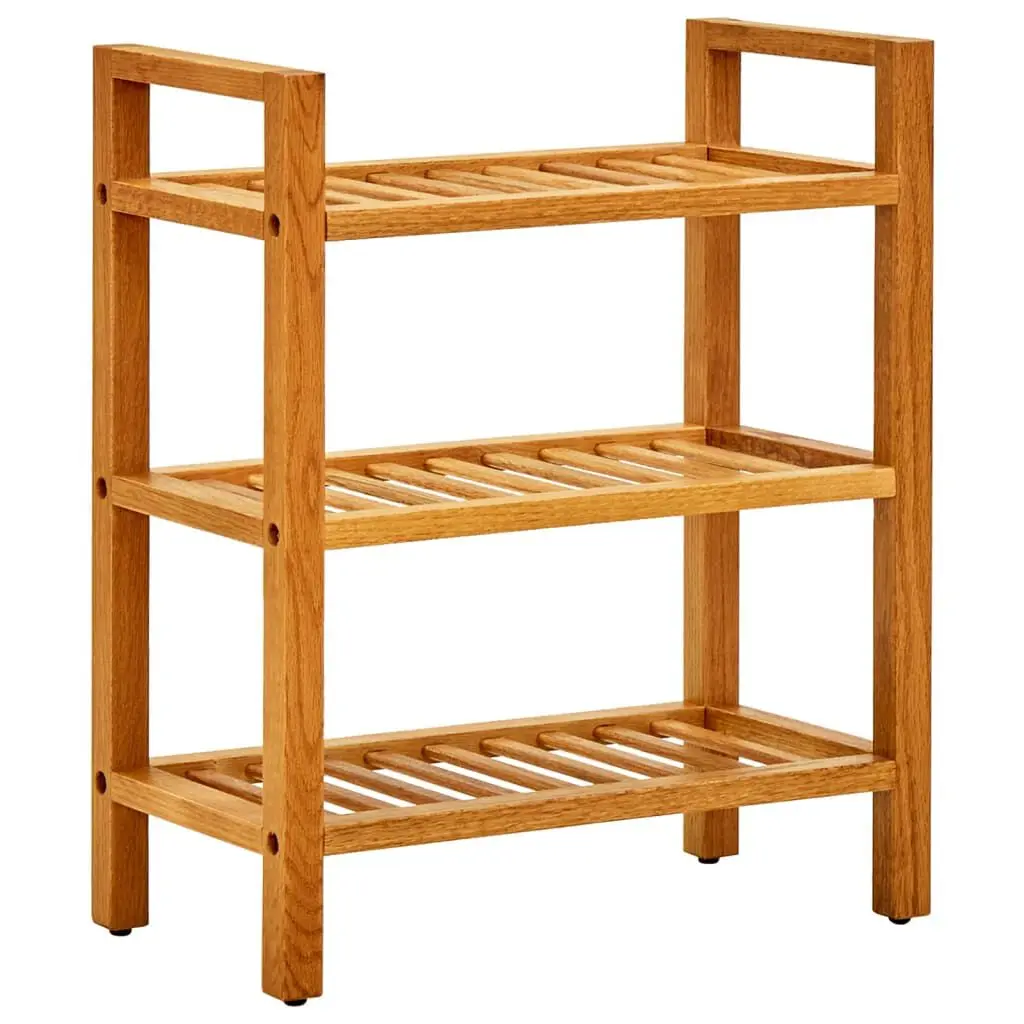 Shoe Rack 3 Shelves 19.7x10.6x23.6 Inches Solid Oak Wood Entryway Organizer