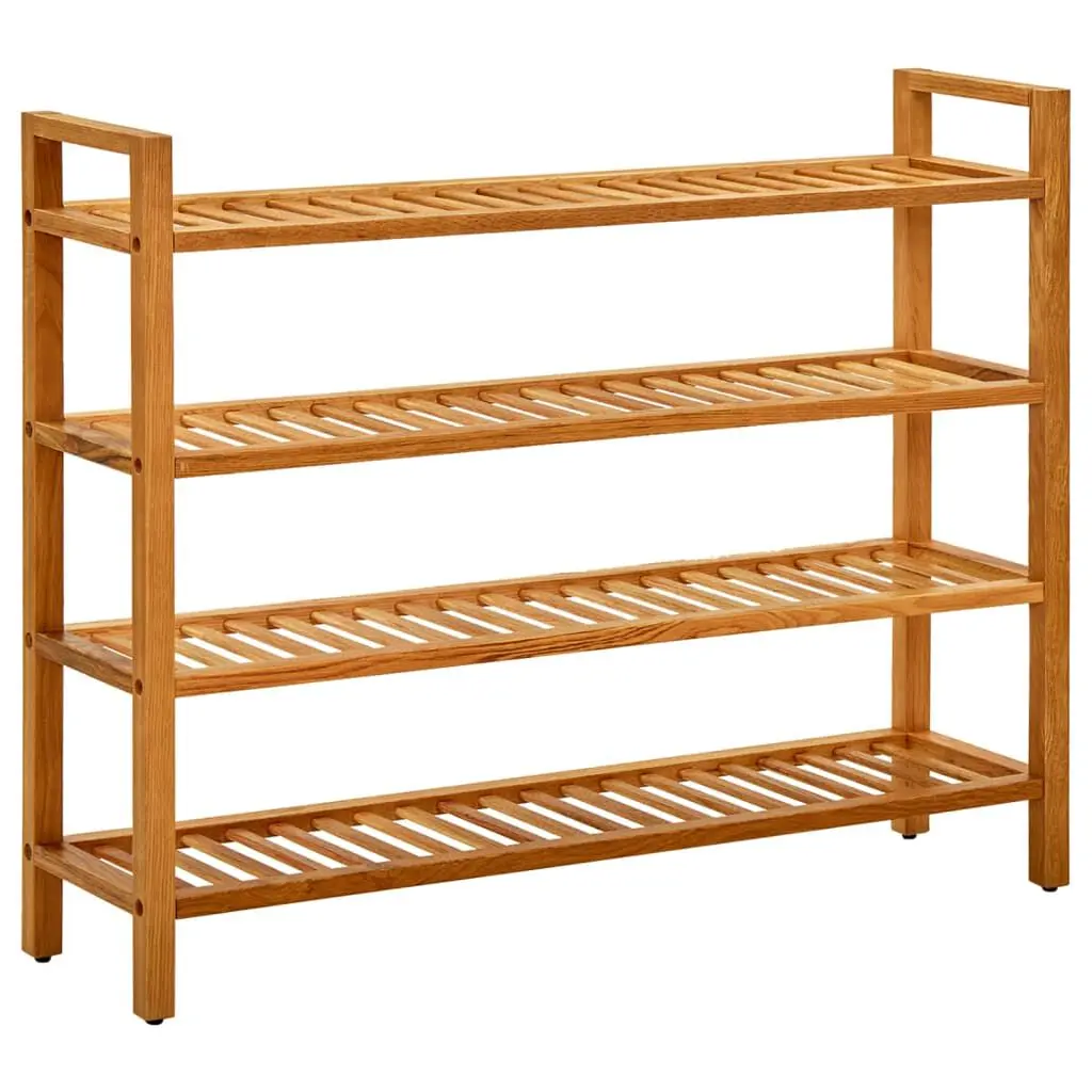 Shoe Rack 4 Shelves 39.4x10.6x31.5 Inches Solid Oak Wood Storage