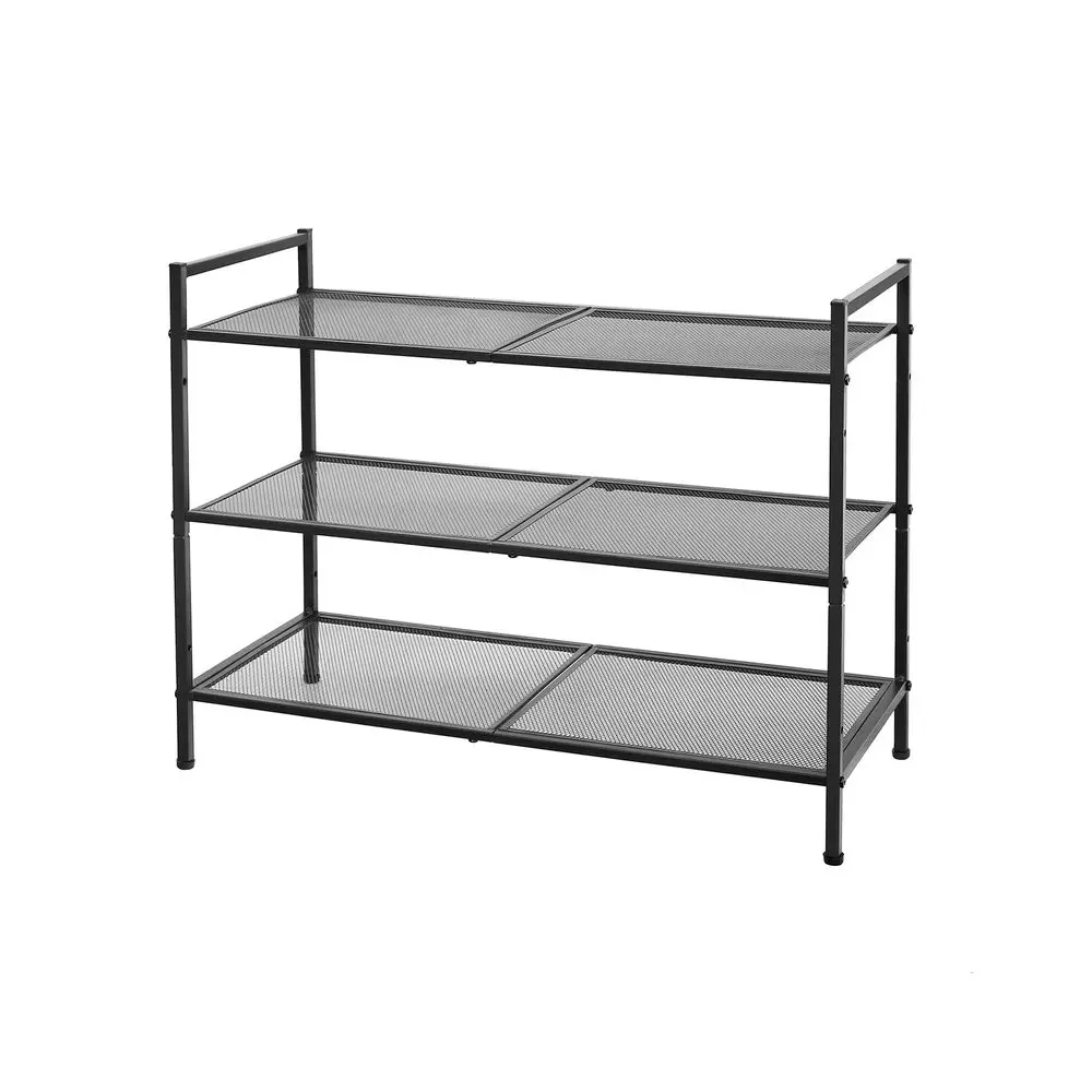 Black Metal Shoe Rack Adjustable Shelves Entryway Closet SONGMICS