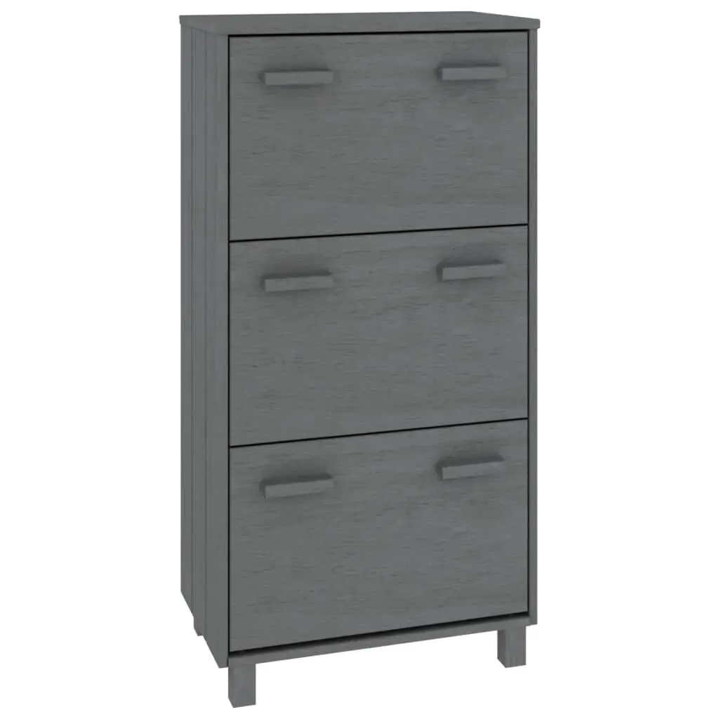 Shoe Cabinet HAMAR Dark Gray 23.4x13.8x46.1 Inches Solid Wood Pine Entryway Storage