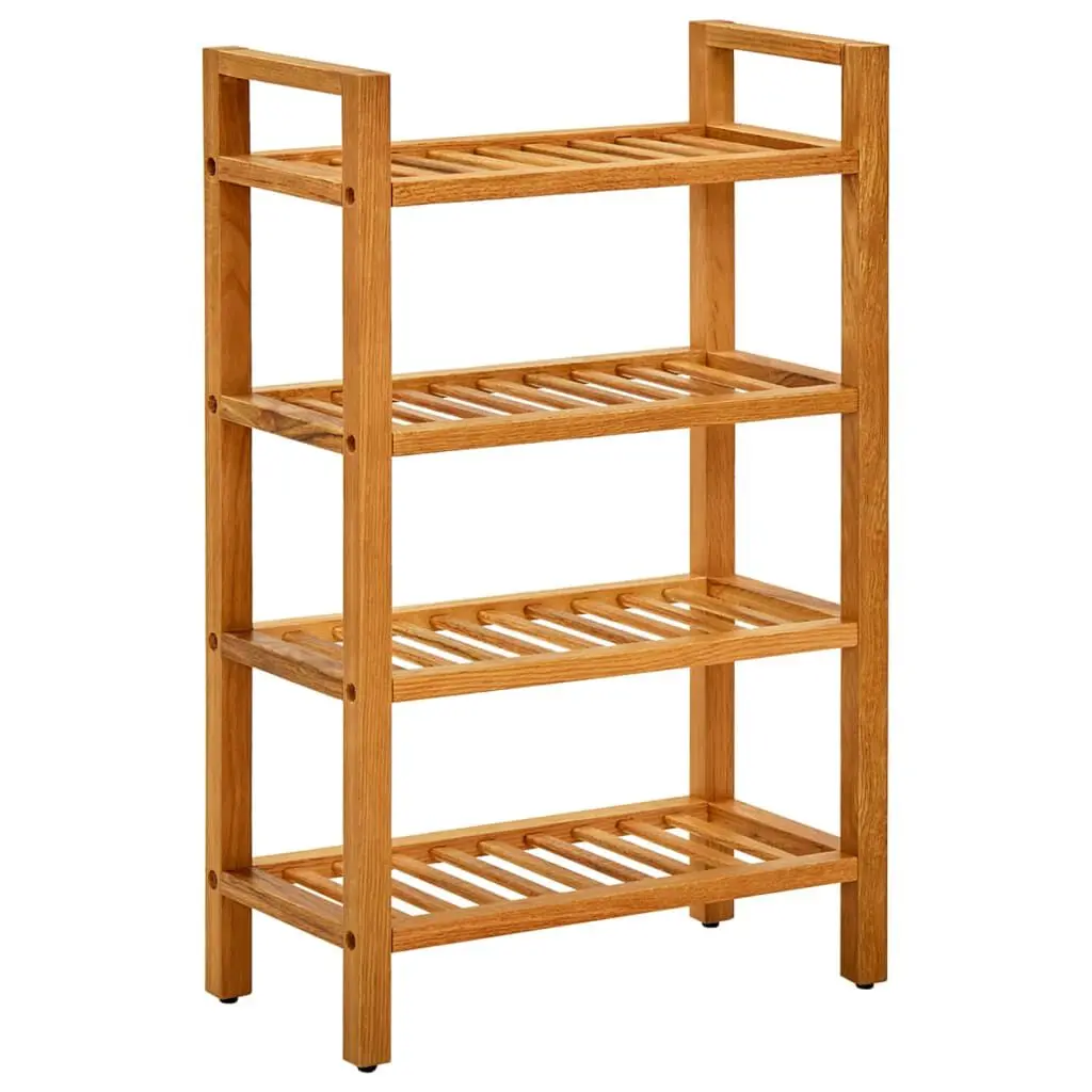 Shoe Rack 4 Shelves 19.7x10.6x31.5 Inches Solid Oak Wood Storage