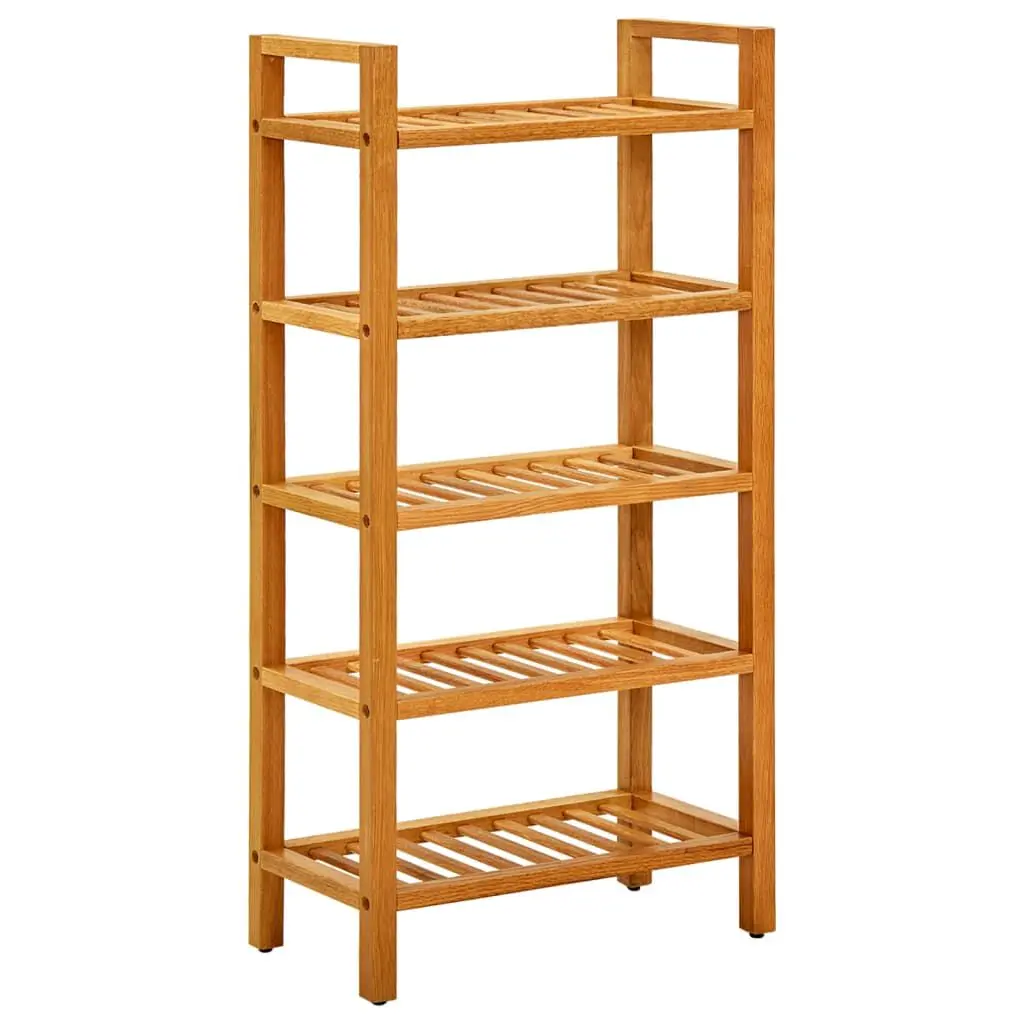 Shoe Rack 5 Shelves 19.7x10.6x39.4 Inches Solid Oak Wood Entryway Organizer