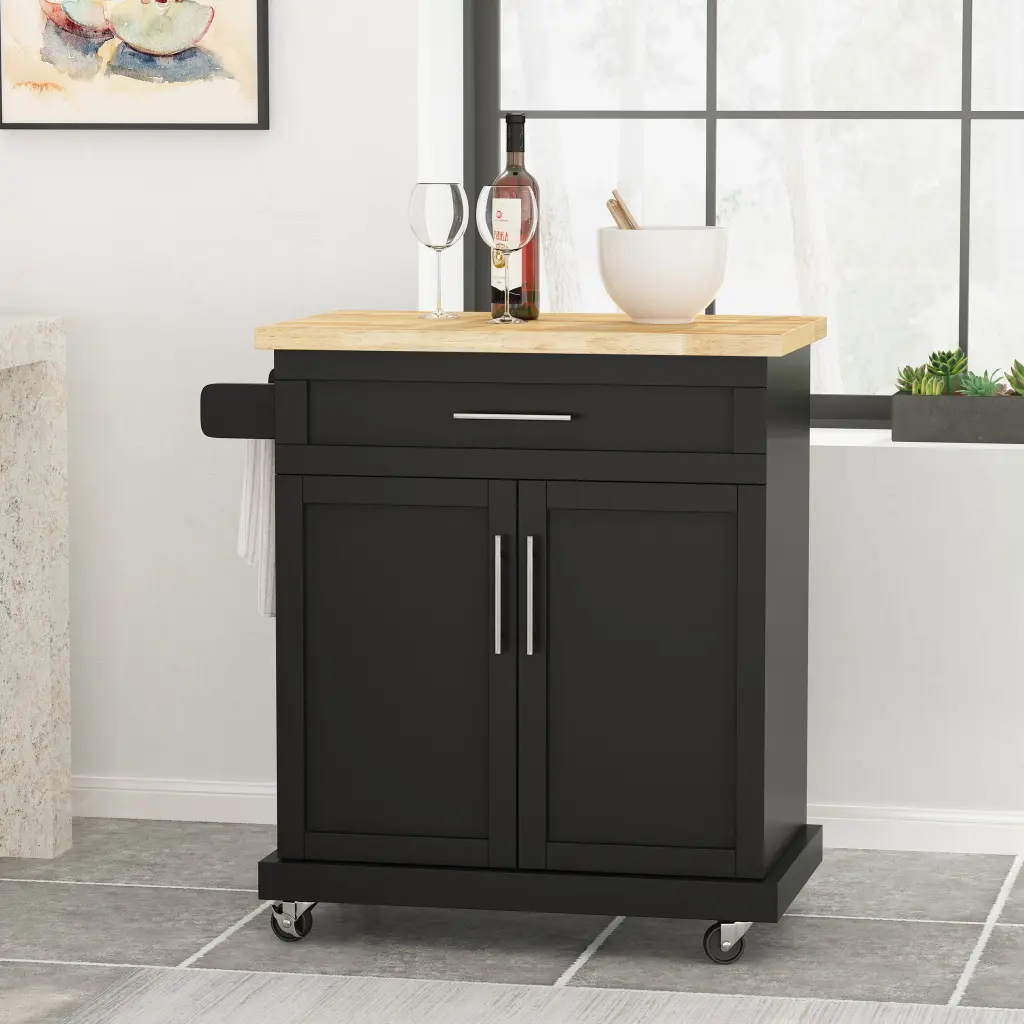 Black Wooden Kitchen Shopping Basket Groceries and Storage nh-sunfay