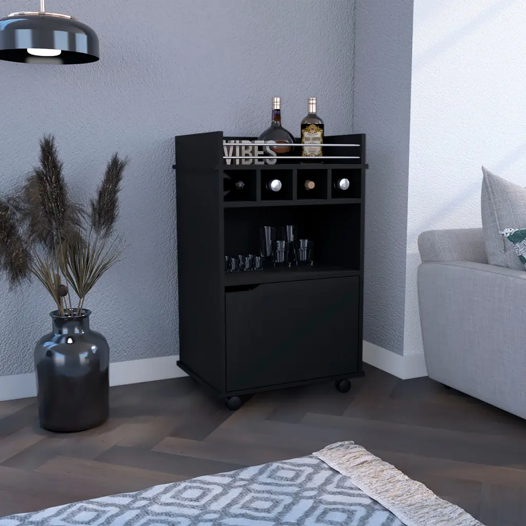 Sims 35 Inch H Bar Shopping Basket Two Shelves Four Wine Cubbies And One Cabinet depot e-shop