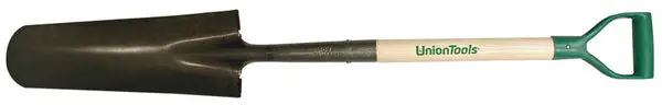 Union Tools 47108 Round Point Drain Spade 4.75 Inch X 16 Inch Professional Grade Garden Tool