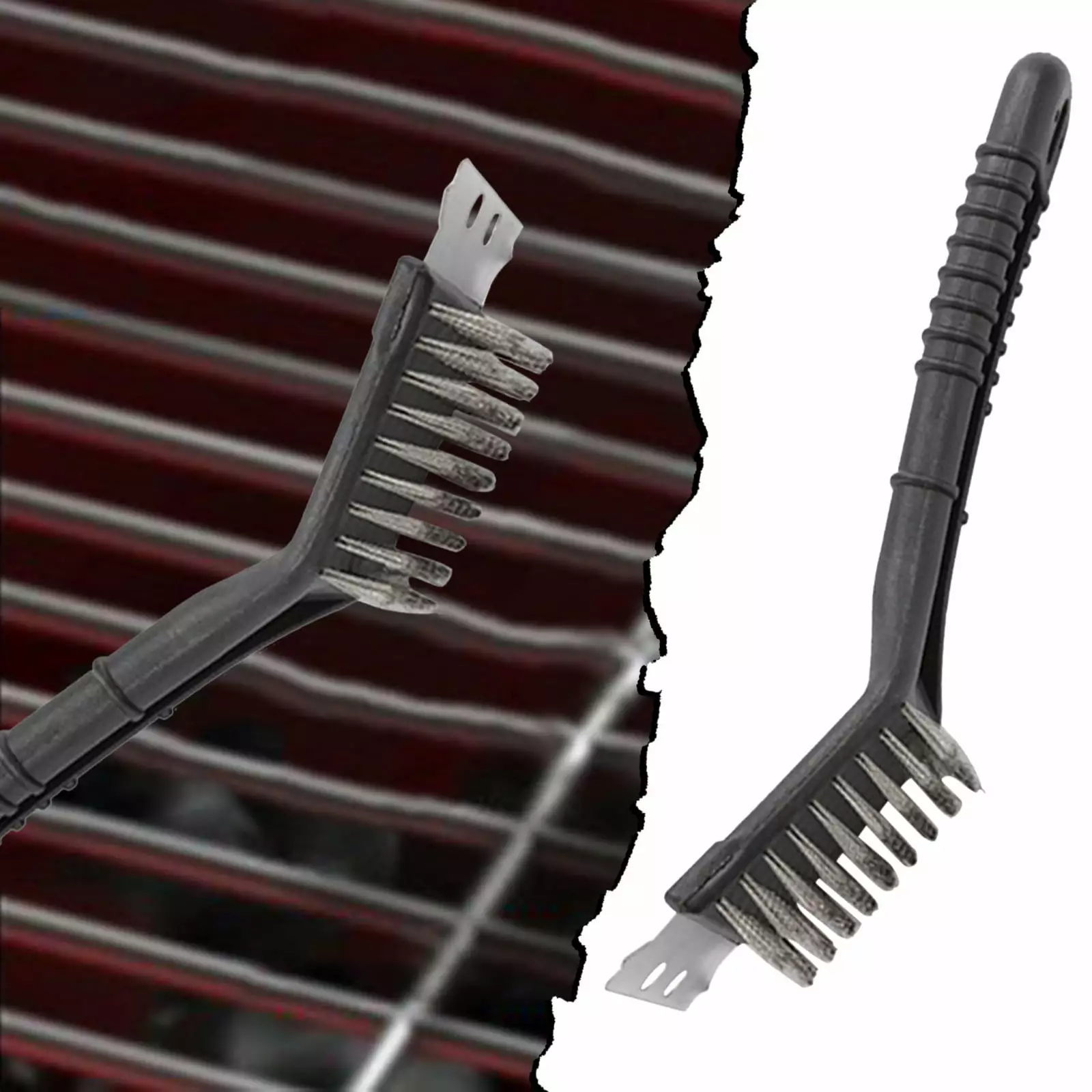 Voguev Shower Cleaning Brush and BBQ Grill Cleaner Metal Scraper and Cozy Handle One