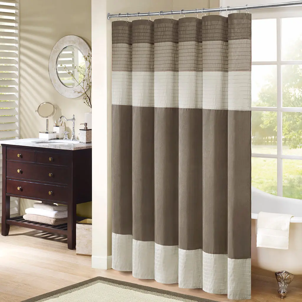 Faux Silk Shower Curtain Natural Polyester Waterproof Bathroom Décor jla