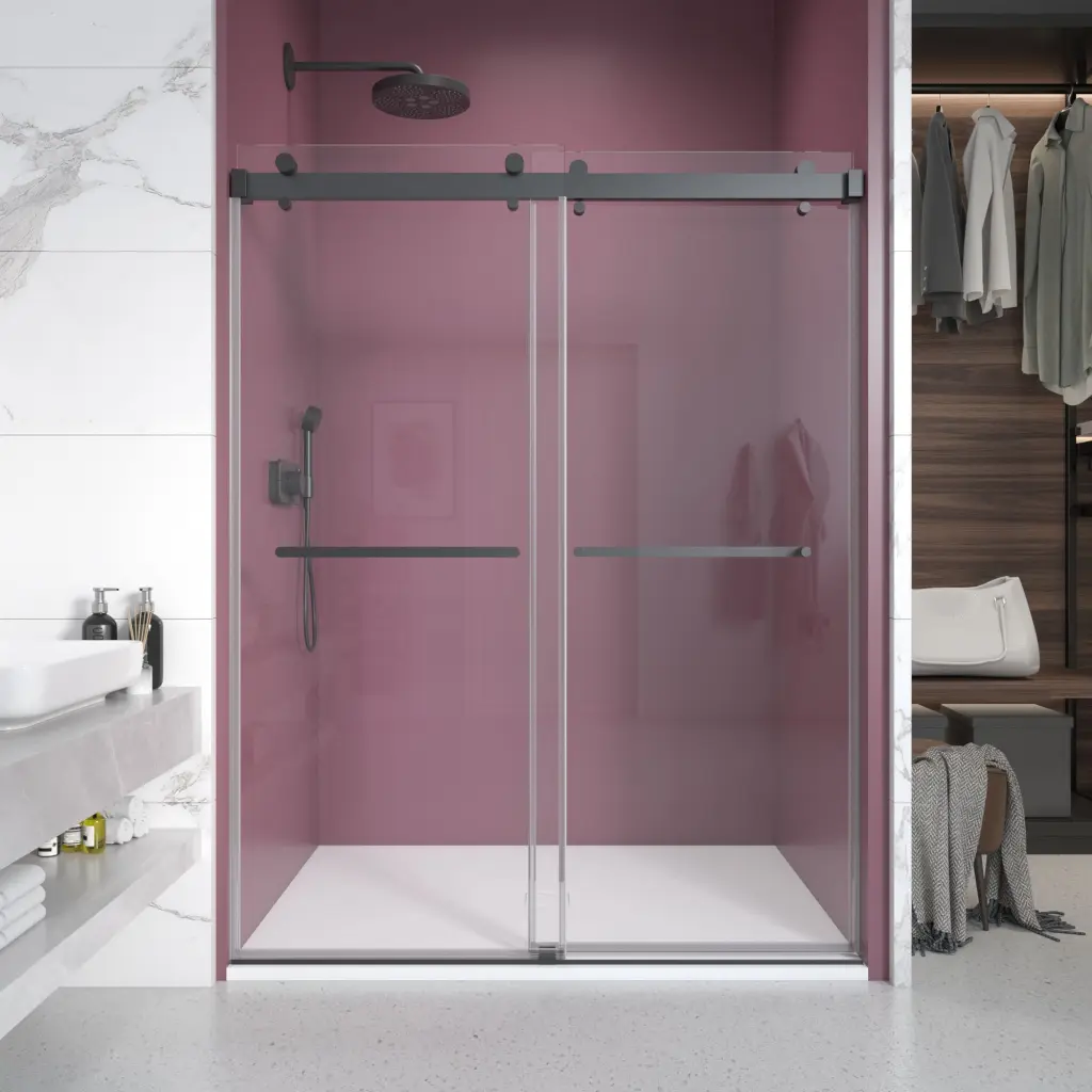 72 Inch 76 Inch W X 76 Inch H Double Sliding Frameless Shower Door 3 8 Inch Glass innvonitiz showerdoor