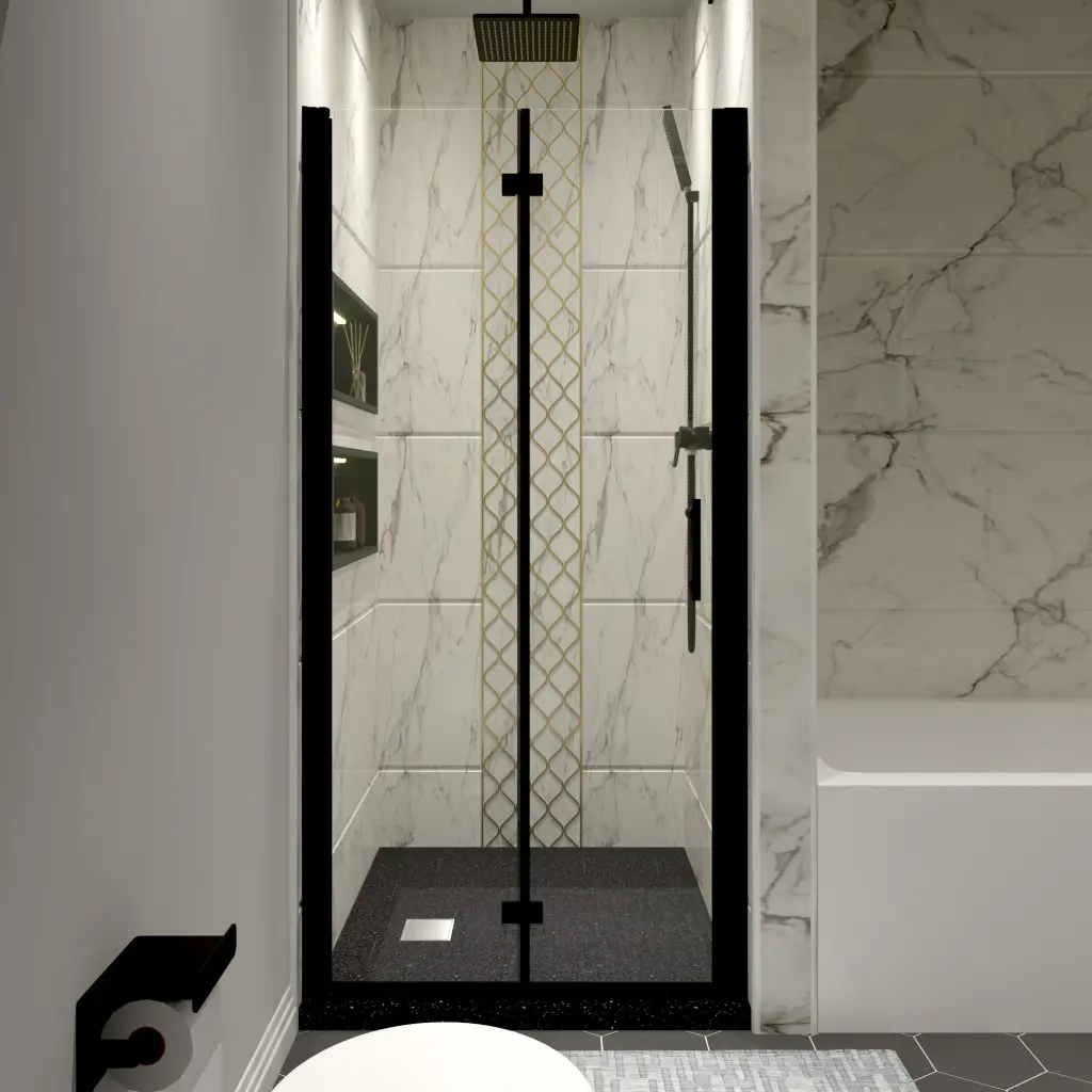 Shower Doors Matte Black Tempered Crystal Glass x4bath