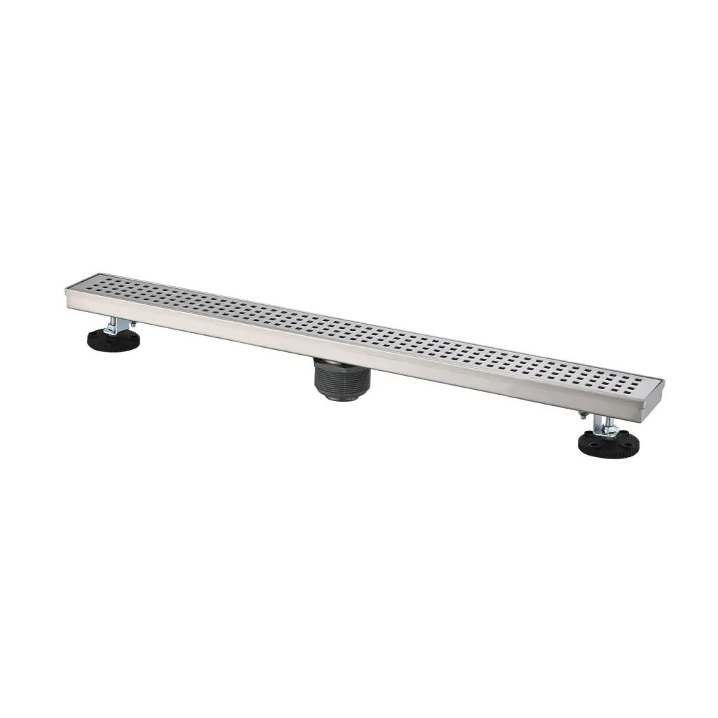 32 Inches Linear Shower Drain Removable Quadrato Pattern Grate 304 Stainless w928 dongtu group
