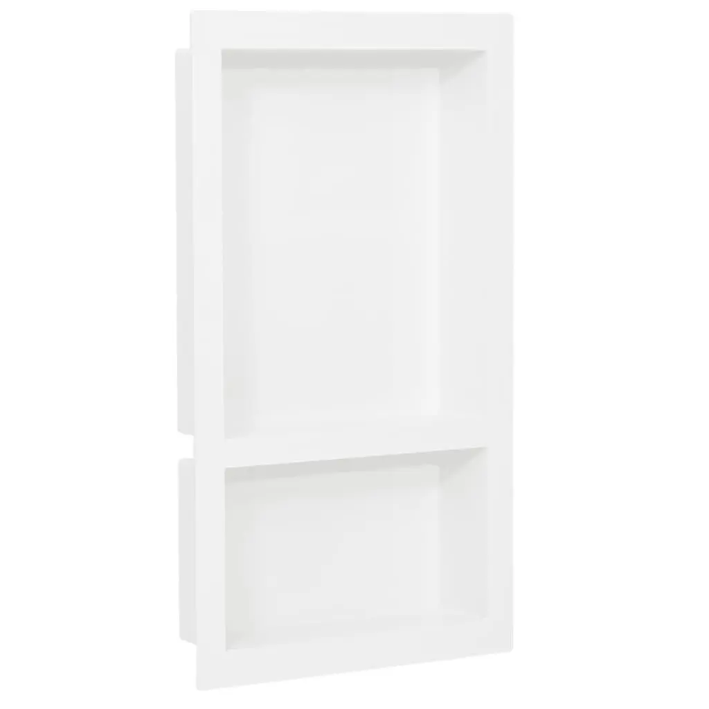 Shower Niche 2 Compartments High Gloss White 16.1x27.2x3.5 Inches