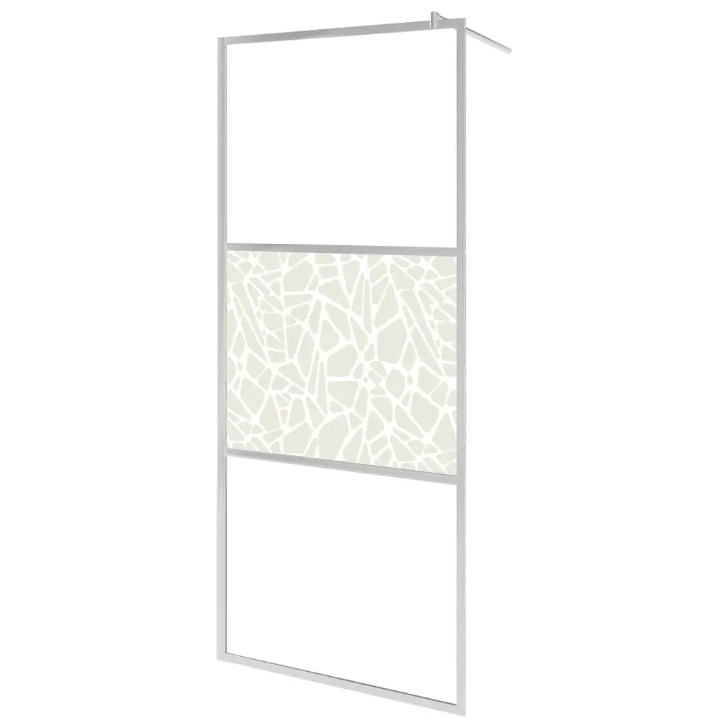 Walk- Shower Wall ESG Glass Stone Design 31.5x76.8 Inch Bathroom Panel