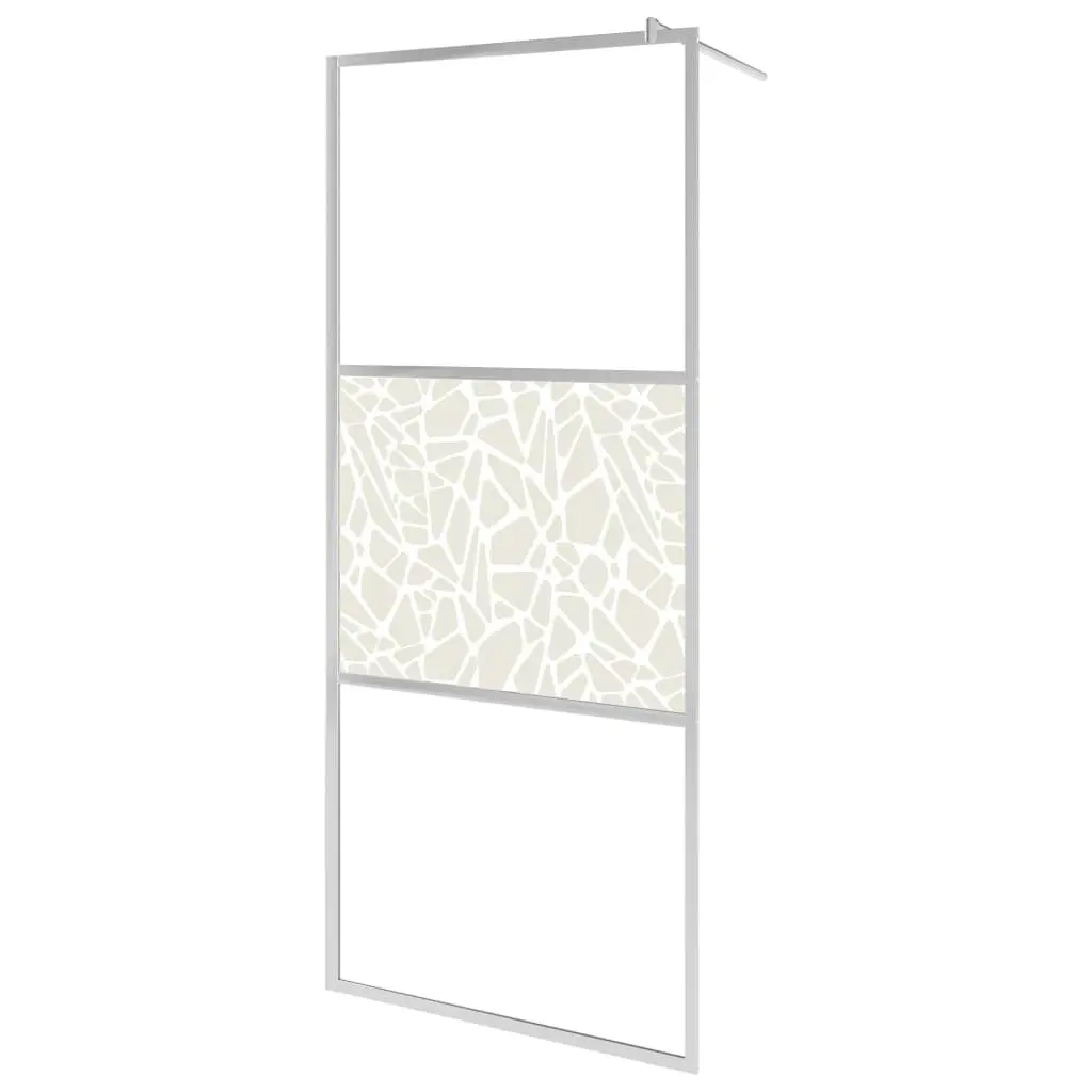 Walk- Shower Wall ESG Glass Stone Design 35.4x76.8 Inch Bathroom Panel