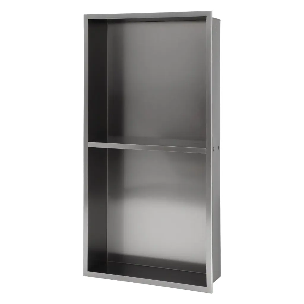 13 X 25 Stainless Steel Shower Niche Double Shelf Gunmetal Black Bathroom Storage lordear