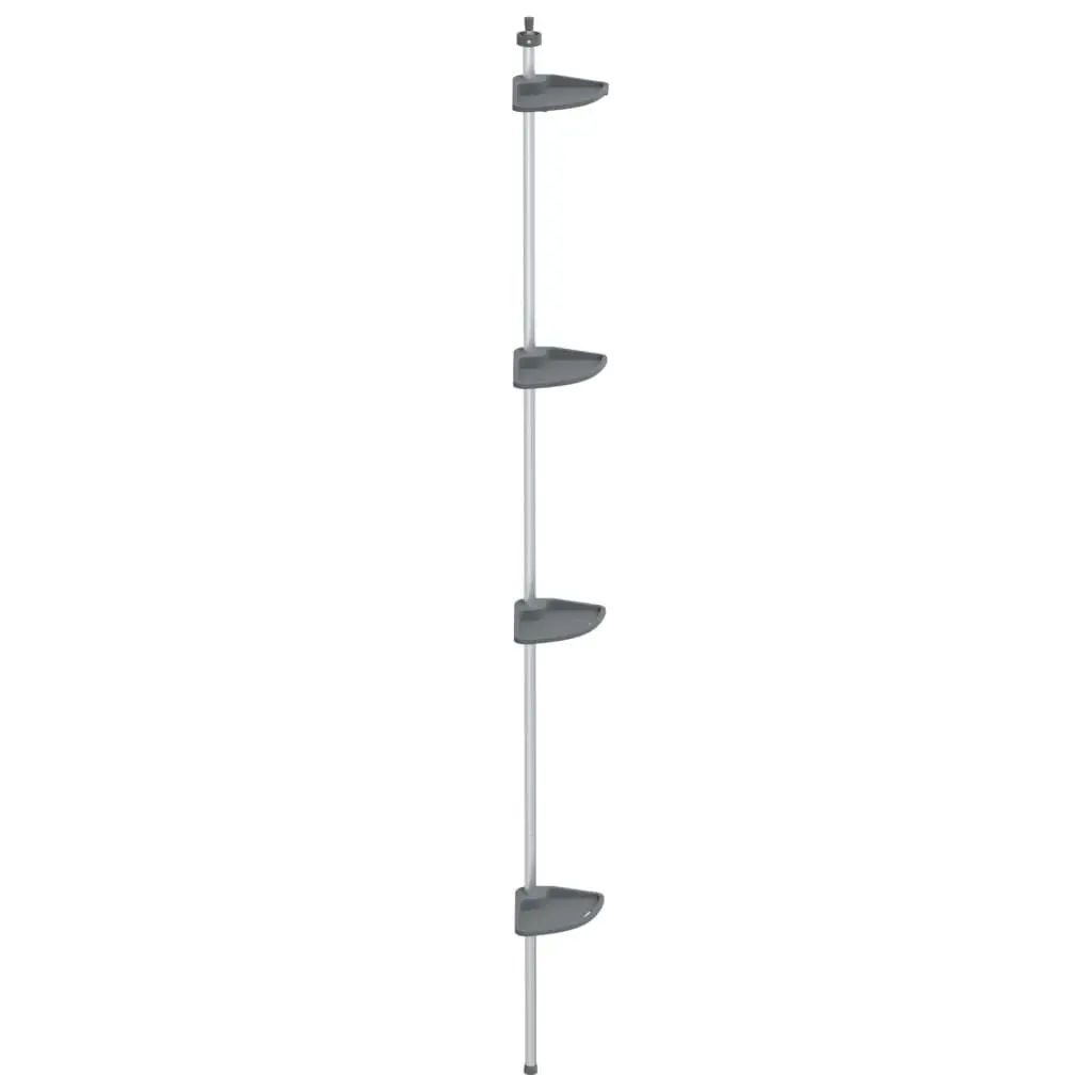4-Tier Telescopic Shower Corner Shelf Silver Aluminum Bathroom Organizer