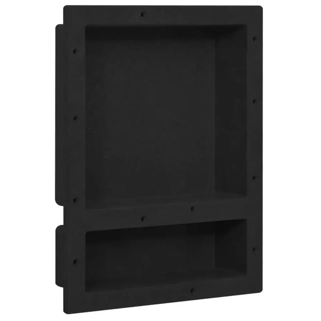 Matt Black Shower Niche 2 Compartments 16.1x20.1x3.9 Inches Bathroom Storage