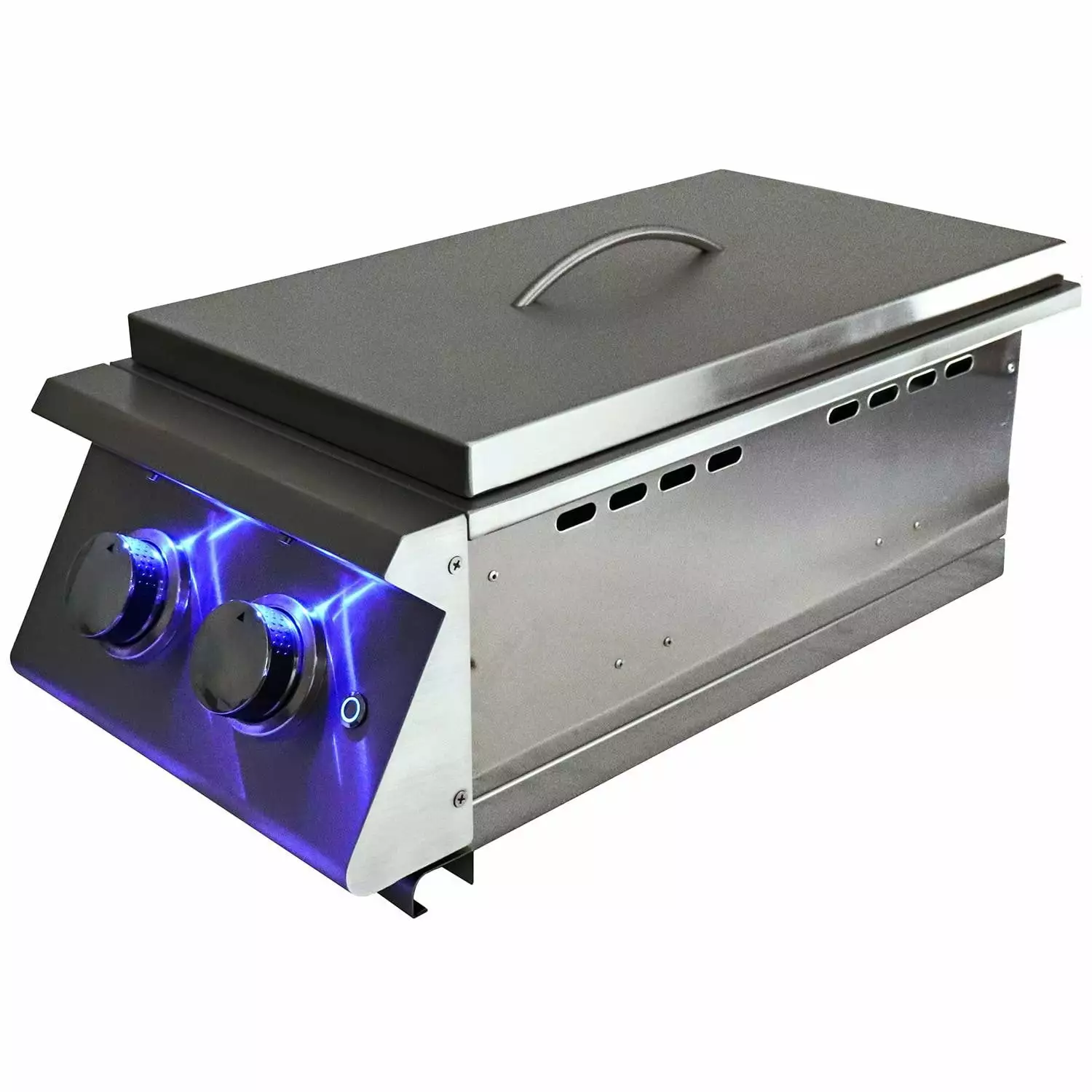 RCS Premier Series Built- Natural Gas Double Side Burner Blue LED Lights RJCSSBL