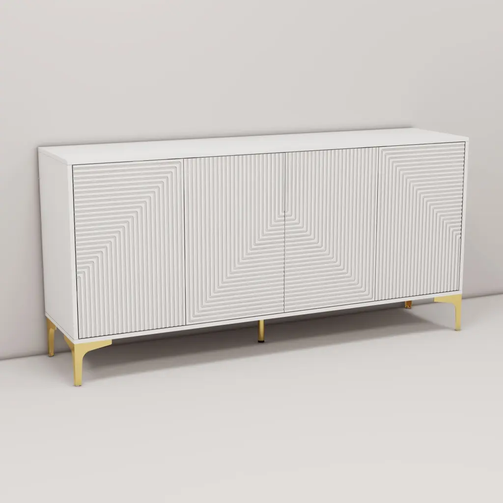 White Folio Four Door Light Premium Style Side Cabinet White Timber rigmore