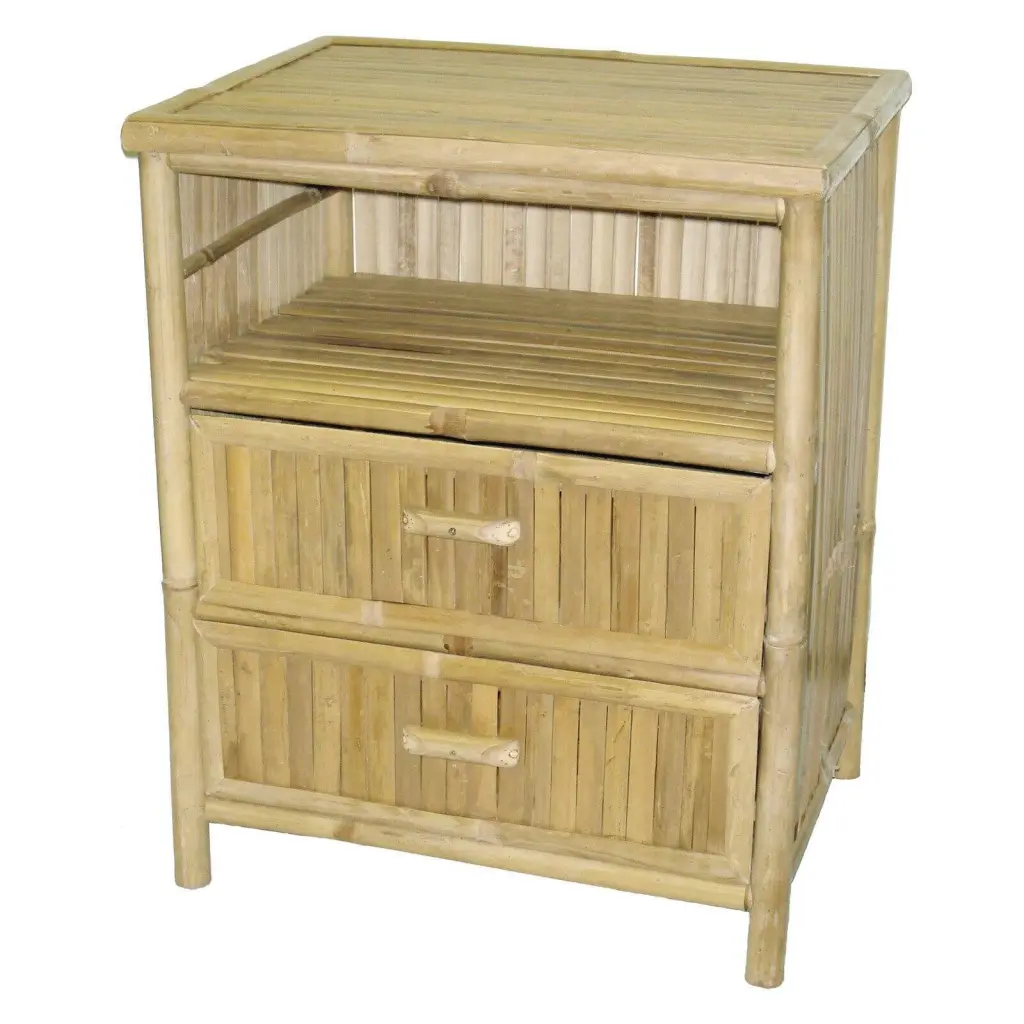 Bamboo54 Patio End Table 2 Drawers Outdoor Living Space