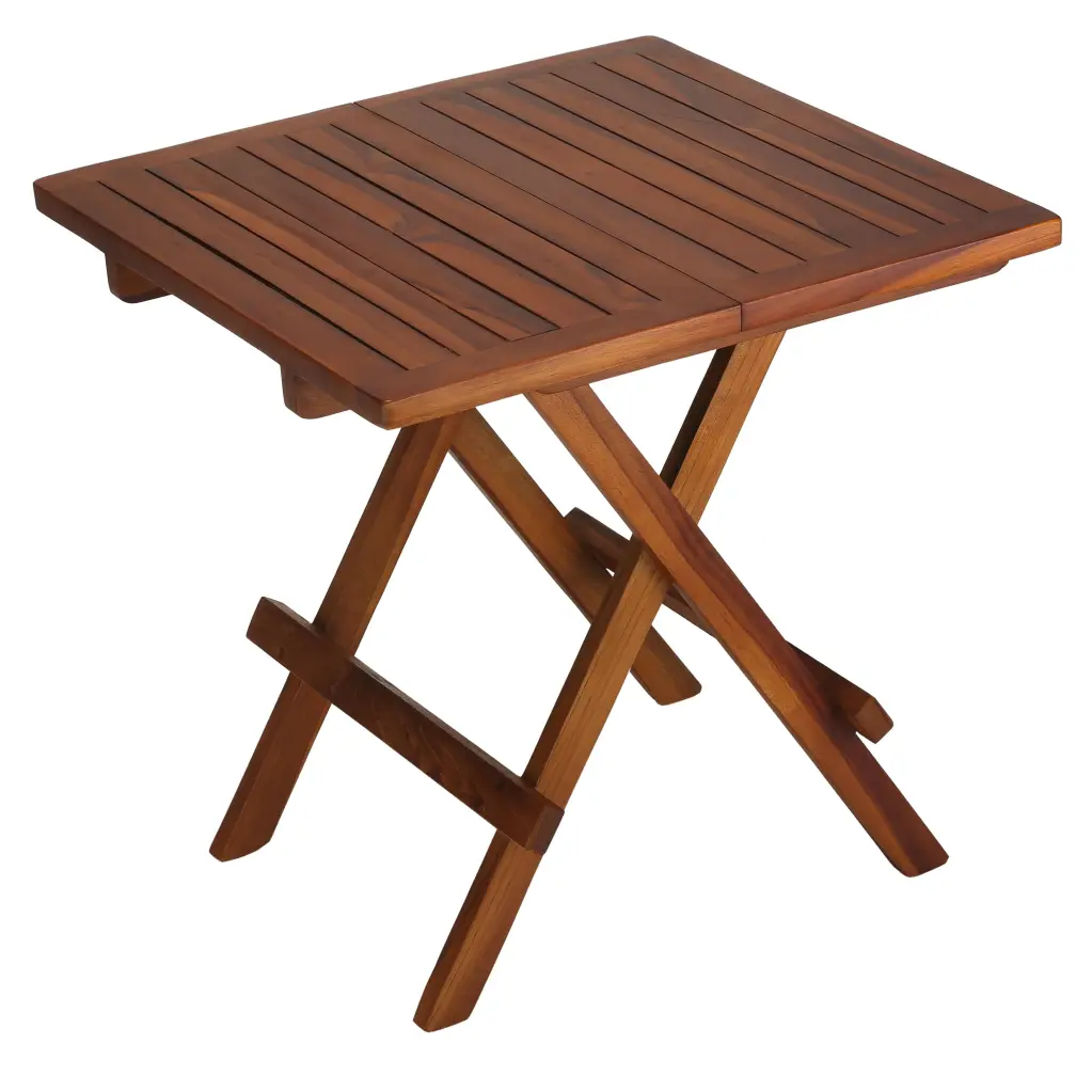 Bare Decor Ravinia Folding Small Teak Table Oiled Finish Outdoor Use