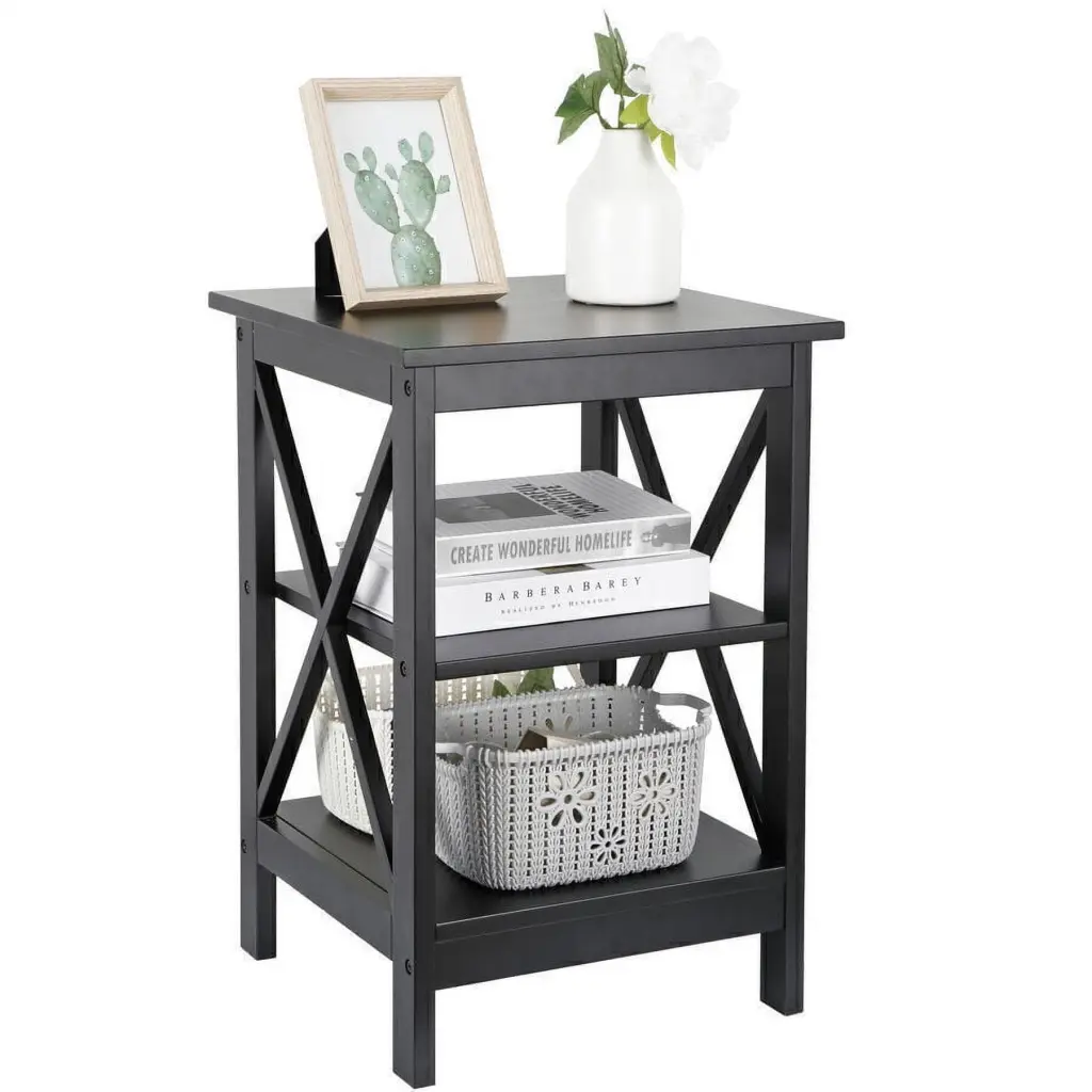 Black End Table Sofa Side Storage Shelf Living Room Bedroom Furniture Stand BRANDED