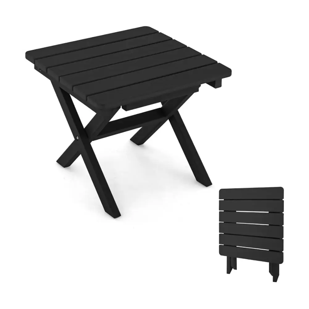 Canddidliike Outdoor Folding Side Table Weather-Resistant HDPE Adirondack Black Patio Coffee Table