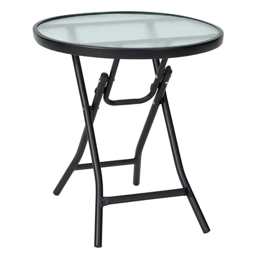Canddidliike Outdoor Patio Side Table Tempered Glass Tabletop
