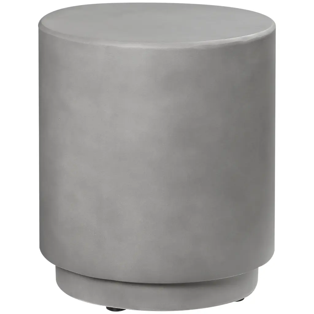 Round Side Table Lightweight Accent Table Concrete Finish Adjustable Feet Indoor Outdoor CNCJ