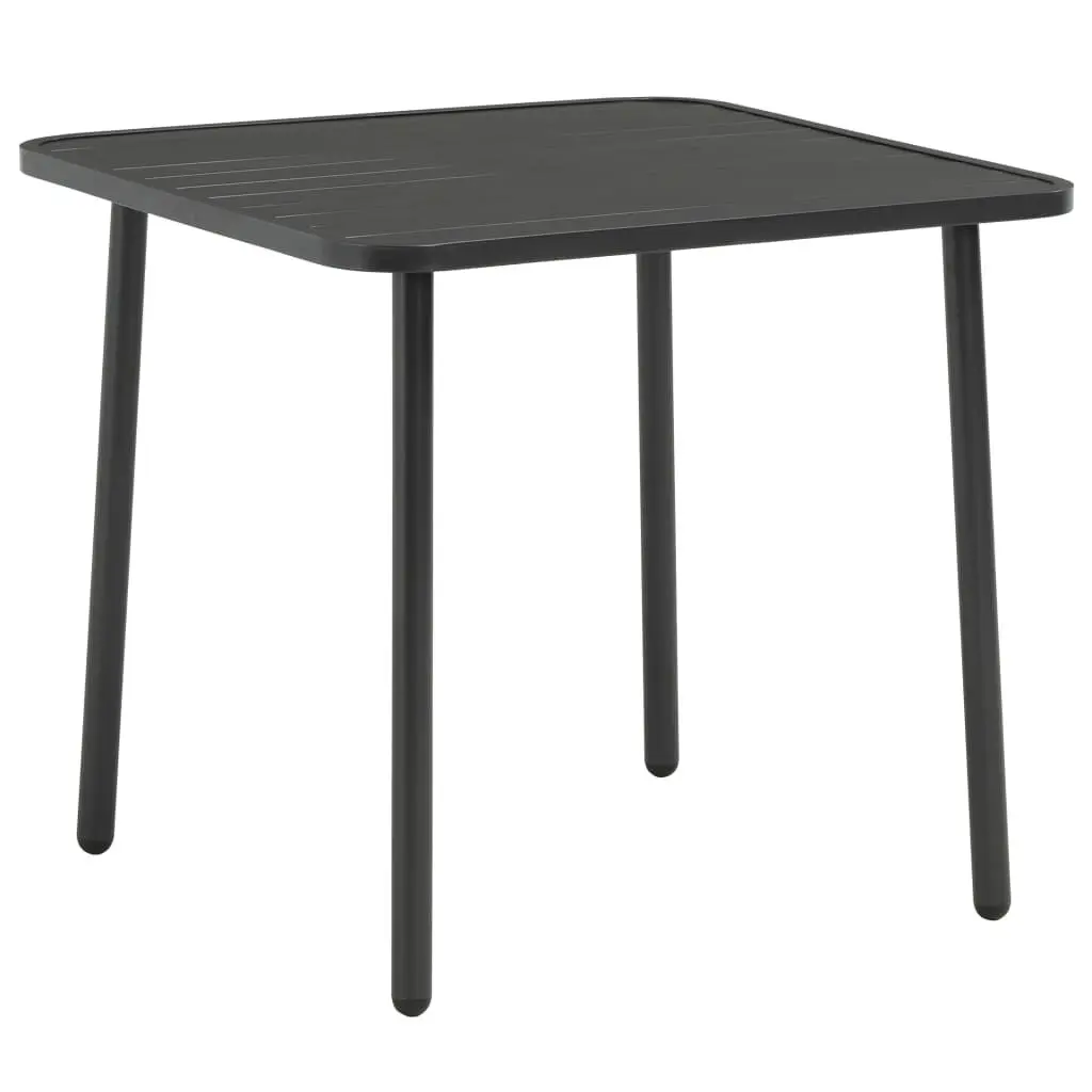 Dark Gray Steel Patio Table 31.5 x 31.5 x 28.3 Inches Square Outdoor Side Table