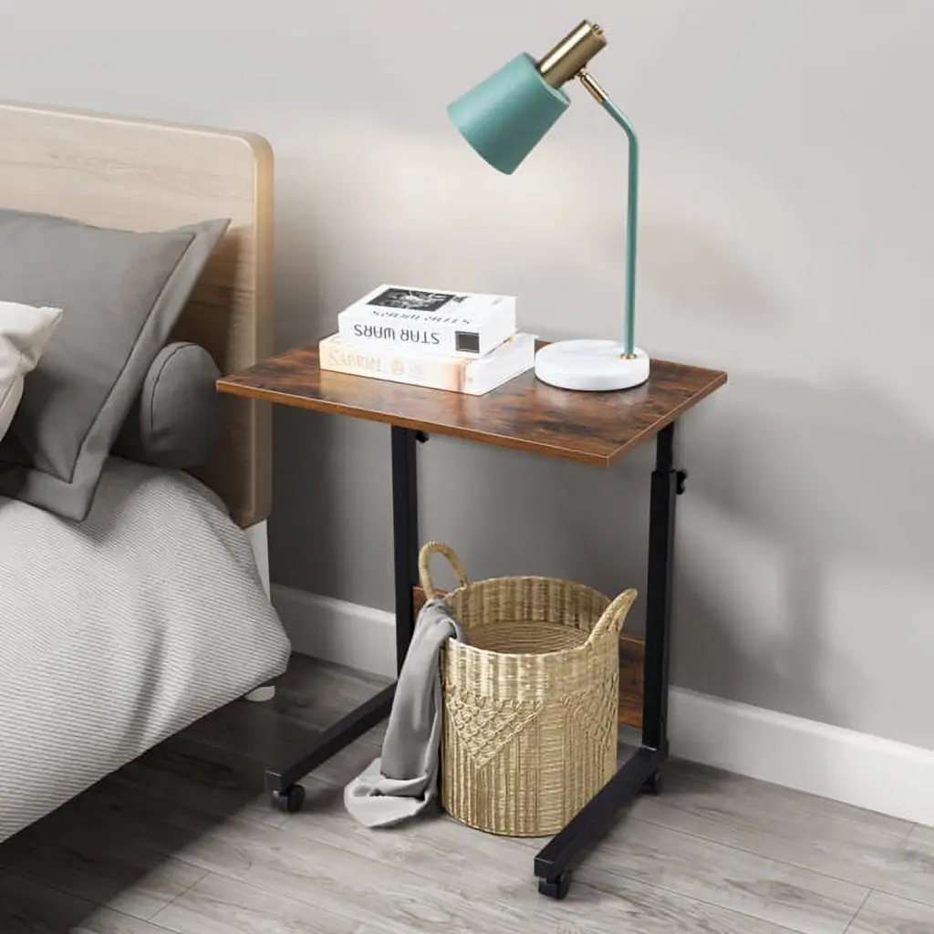 Fithood Rolling Height Adjustable P2 15MM Chipboard Steel Side Table Baffle