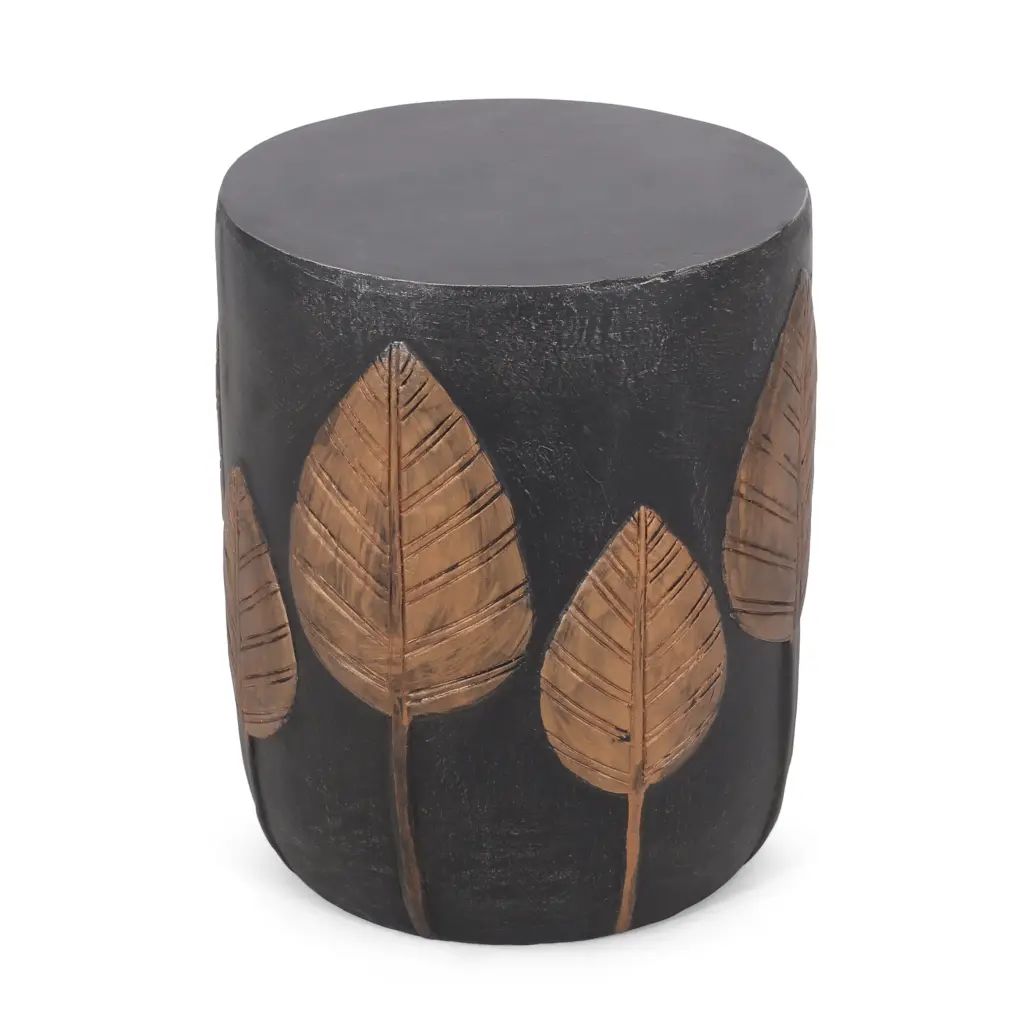 GDF Studio Travis Outdoor Lightweight Concrete Side Table Black Antique Copper GDFSTUDIO