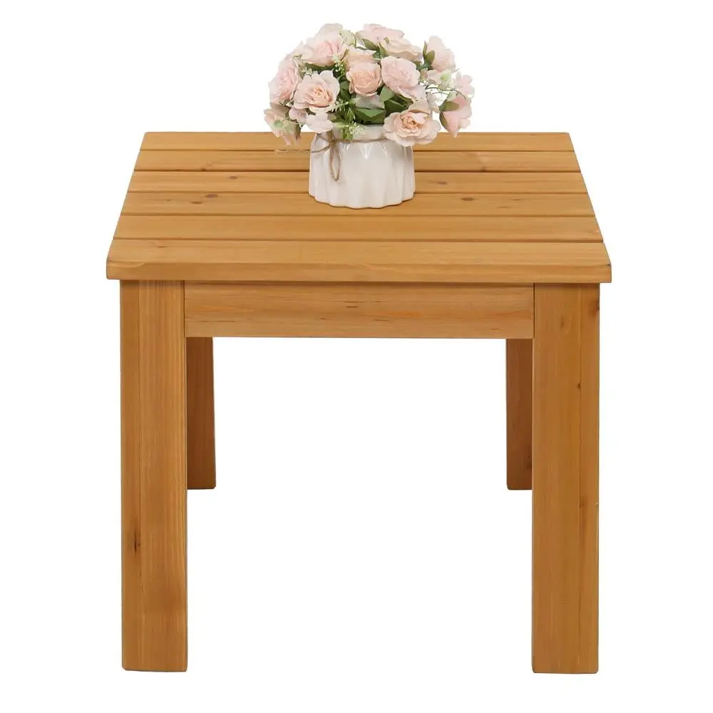 GoDecor 18 Inch Outdoor Patio Wooden Square Side Table Garden Poolside