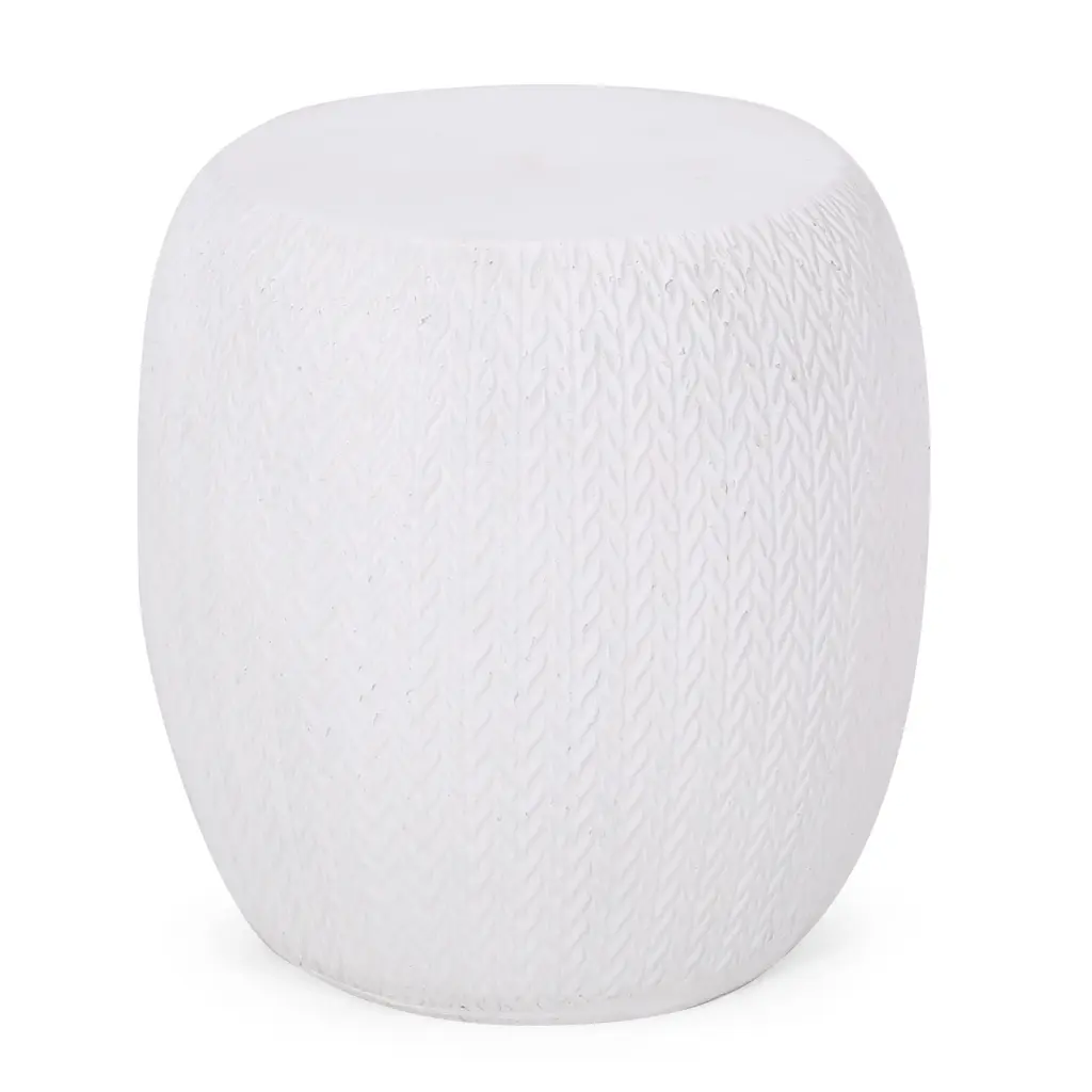 Anvil Lightweight Concrete Outdoor Side Table Antique White Noble House