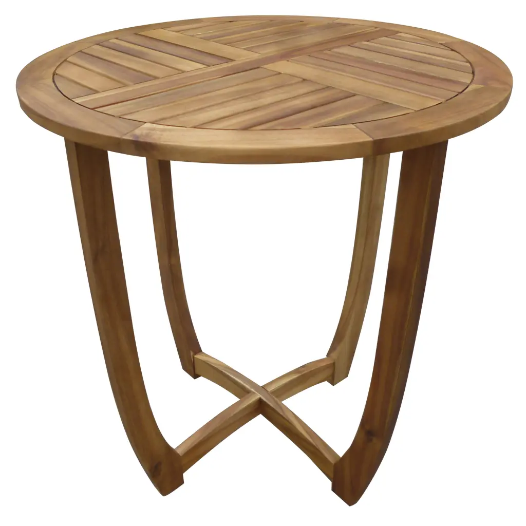 Cabrera Outdoor Round Accent Side Table Teak Finish Patio Garden Furniture Noble House