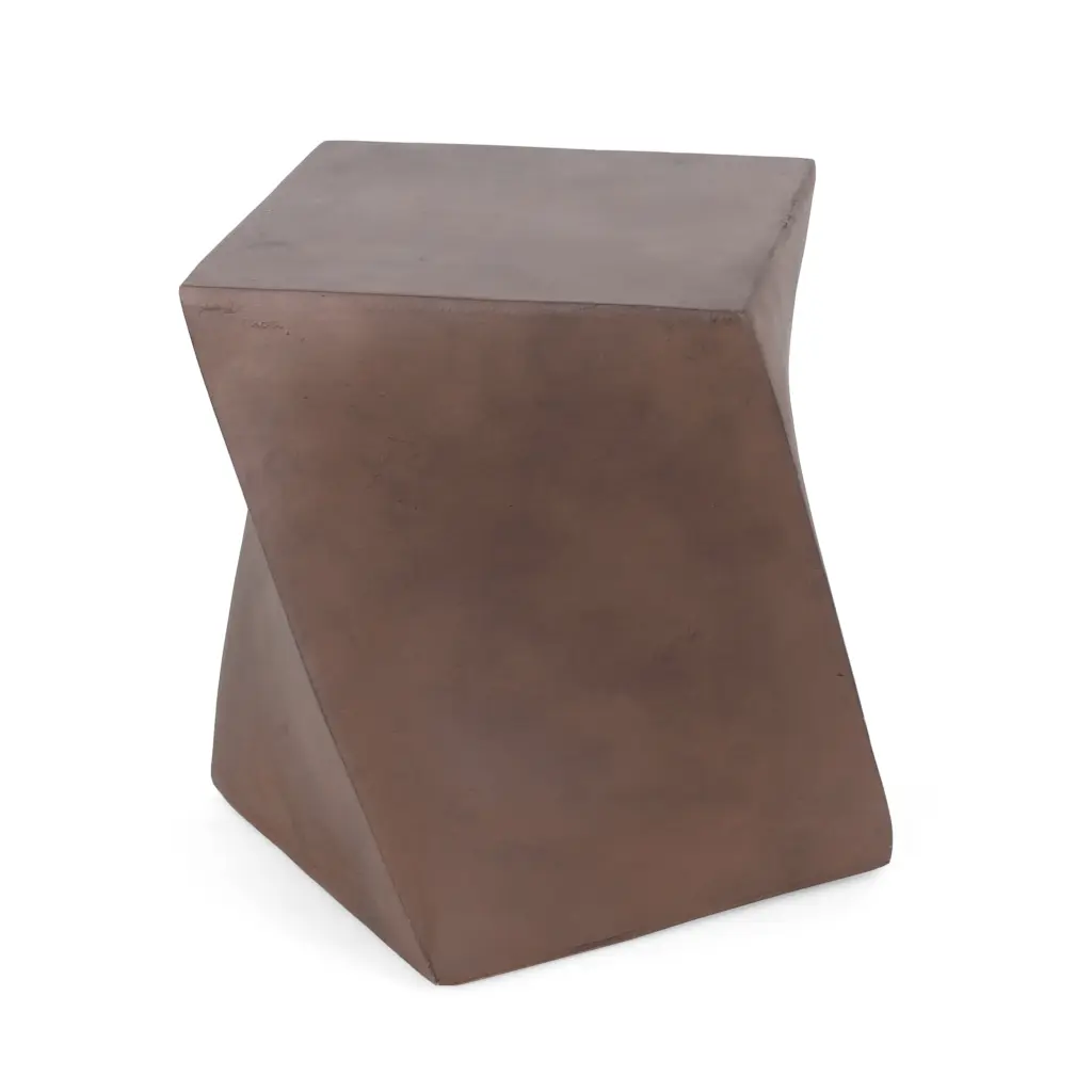Hartwell Lightweight Concrete Outdoor Side Table Brown Noble House
