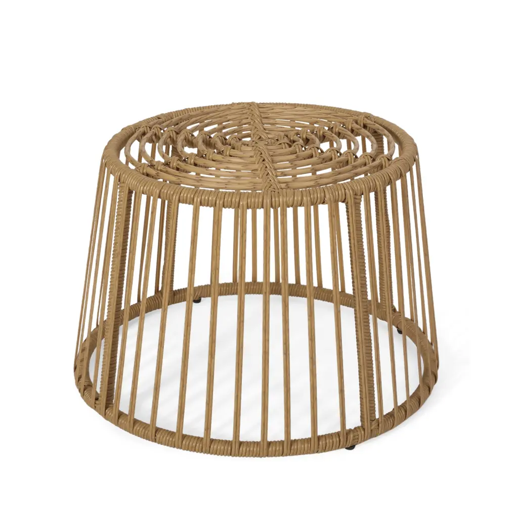 Jabe Wicker Outdoor Side Table Light Brown Noble House