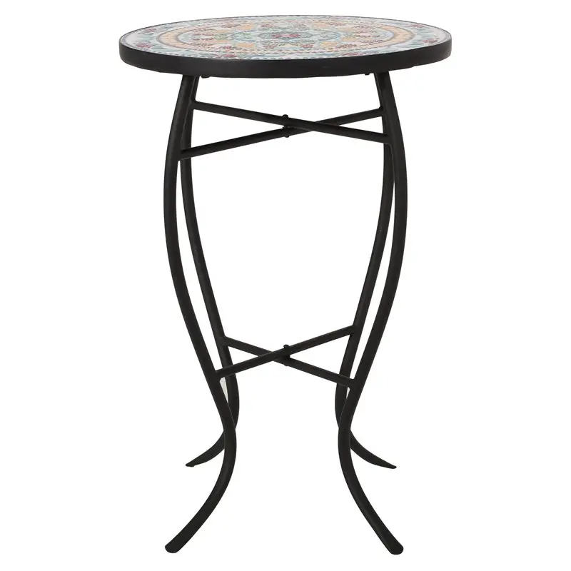 Sadie Outdoor Metal Side Table Black Yellow Red Durable Patio Furniture Noble House