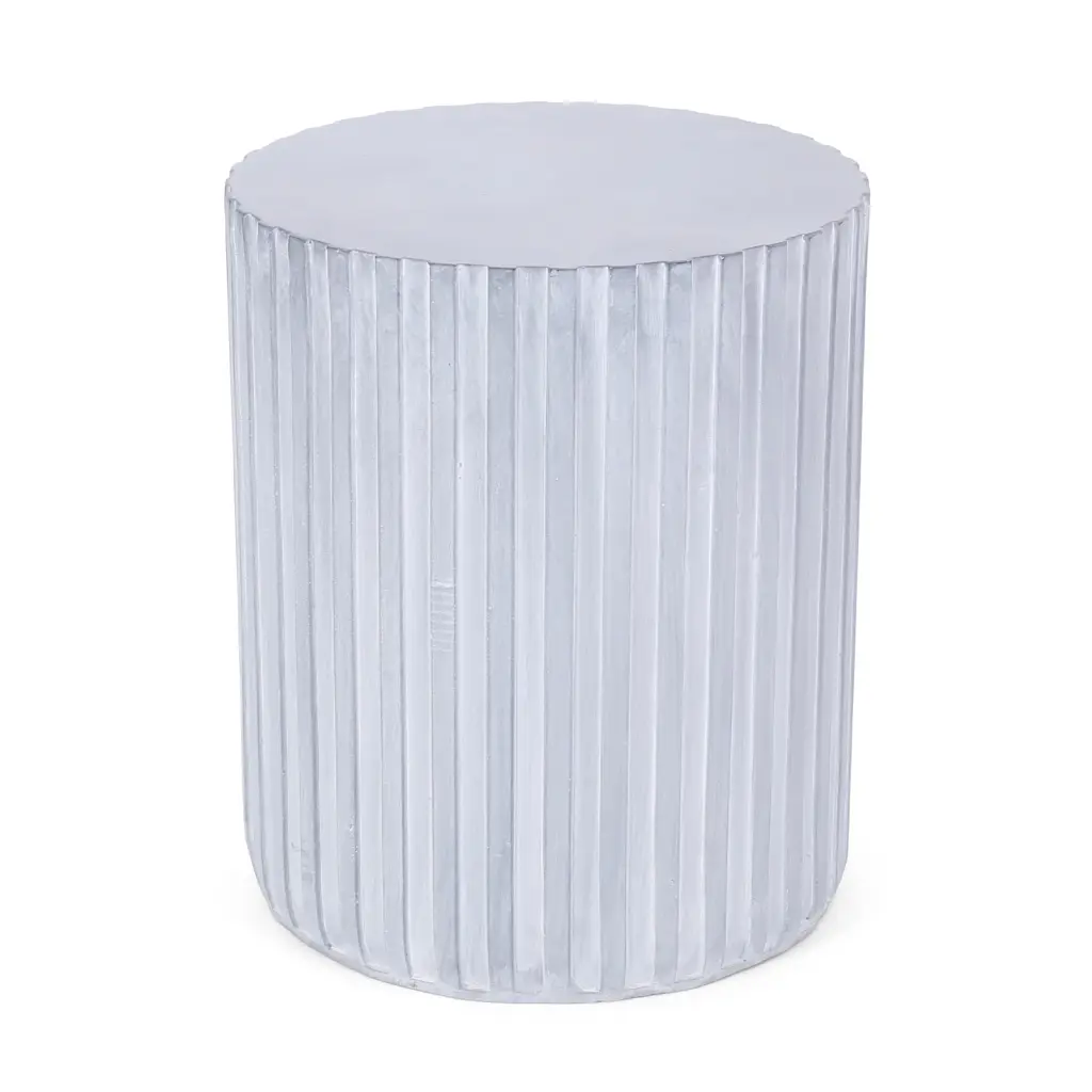 Wood Rise Lightweight Concrete Outdoor Side Table Gray Blue Noble House