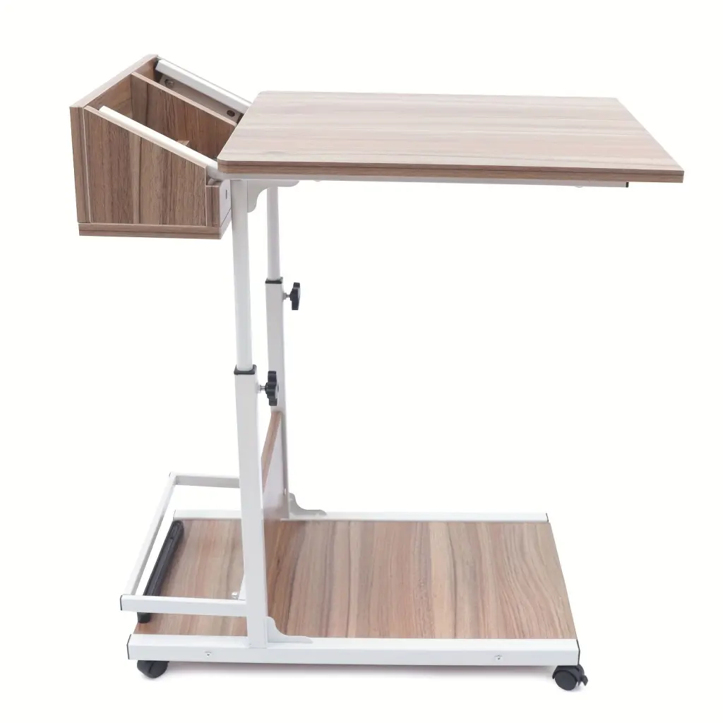 1pc Adjustable Height Storage Cabinet Double Layer Coffee Couch Table Wheels Living Room Bedroom Study Otaku Shi