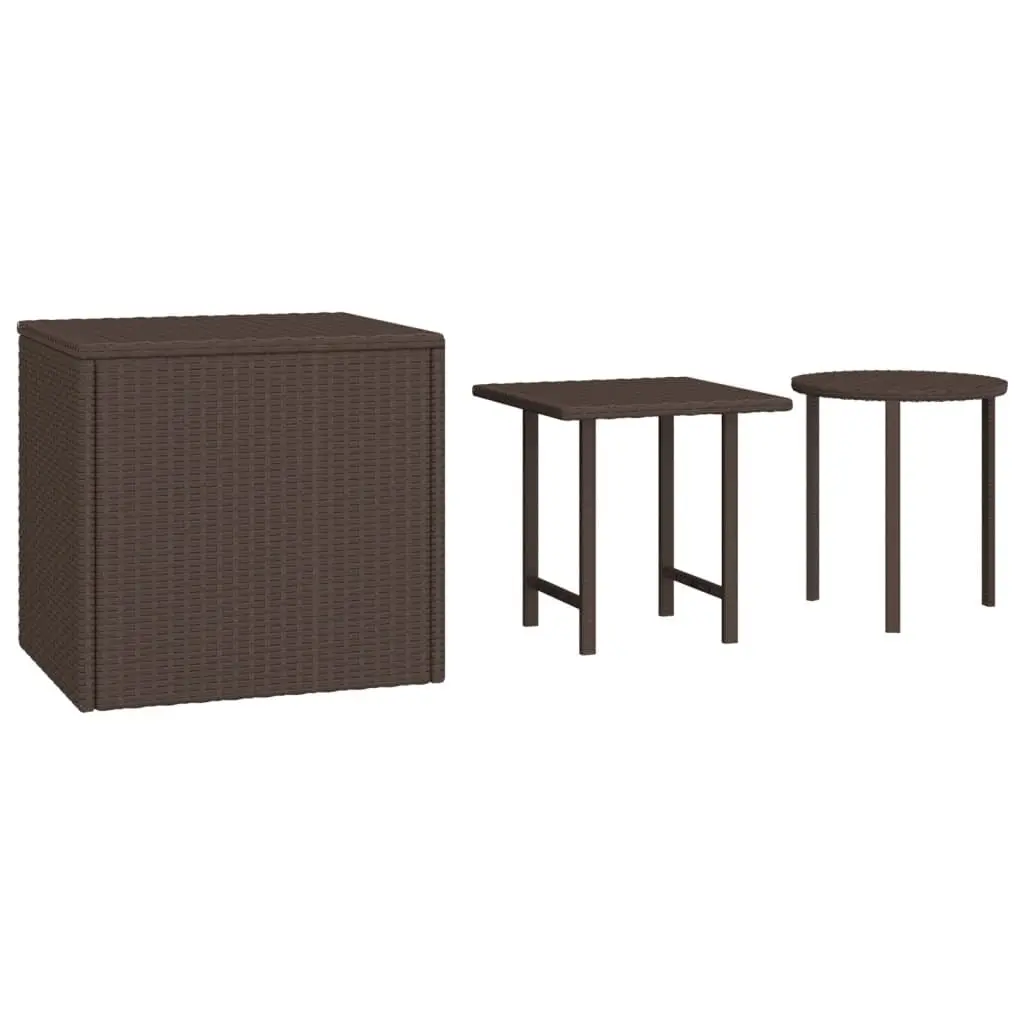 Patio Side Tables 3 pcs Brown Poly Rattan Outdoor Coffee Tables