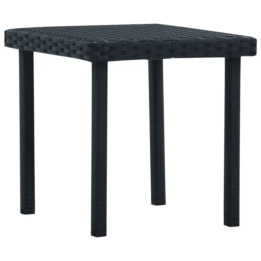 Patio Tea Table Black 15.7x15.7x15.7 Inches Poly Rattan Outdoor Side Table
