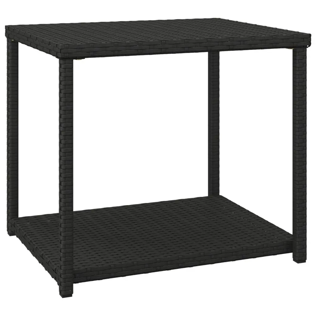 Side Table Black 21.7 Inch Poly Rattan Outdoor Coffee Table
