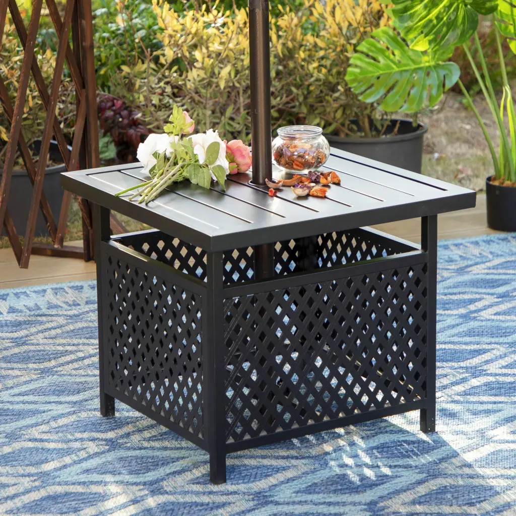 Sophia & William Patio Square Side Table E-coated Black Metal Outdoor Use