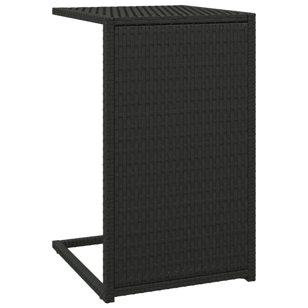 C Table Black 15.7x13.8x23.6 Inches Poly Rattan Side Table Magazine Holder