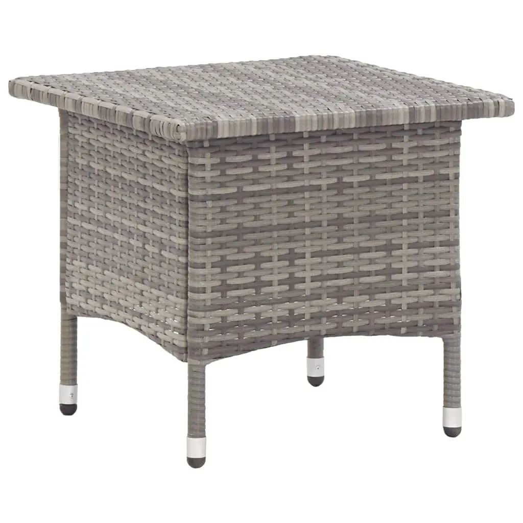 Tea Table Gray 19.7x19.7x18.5 Inches Poly Rattan Side Table