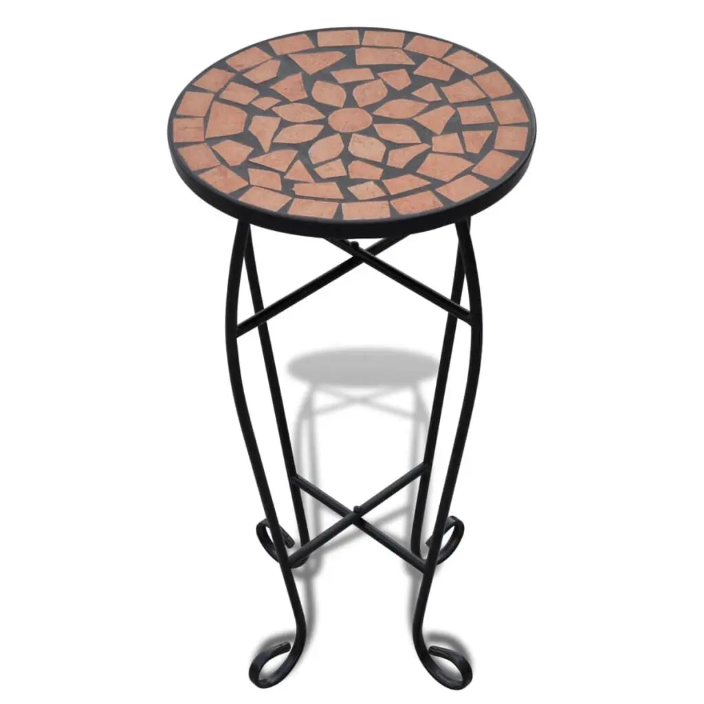 Terracotta Mosaic Side Table Plant Stand Indoor Outdoor Decor