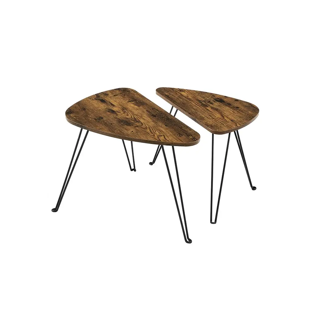 Set 2 Side Tables Industrial Style and Metal Frame VASAGLE