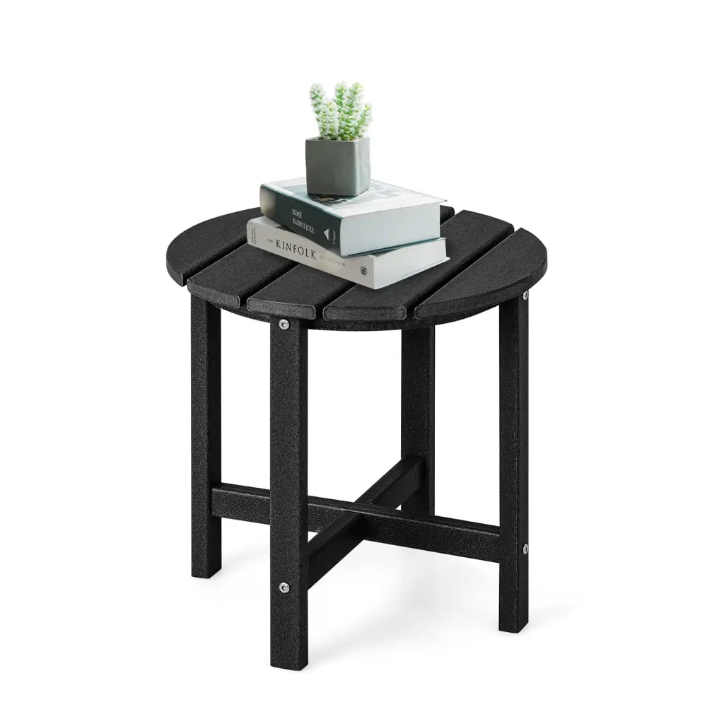 Vicamelia Outdoor Side Table Weather-Resistant Plastic Small Adirondack Table Patio Poolside Garden Black