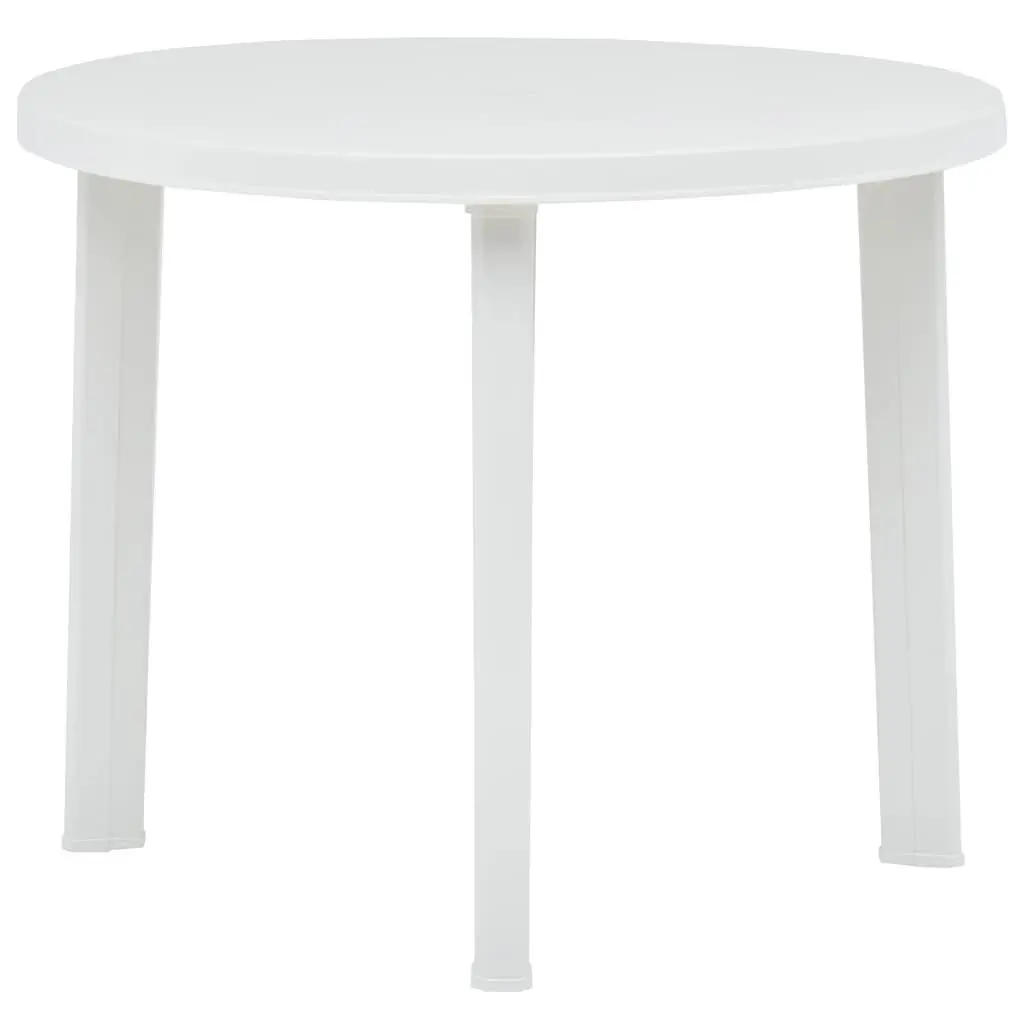 White Plastic Patio Table 35 Inches Round Outdoor