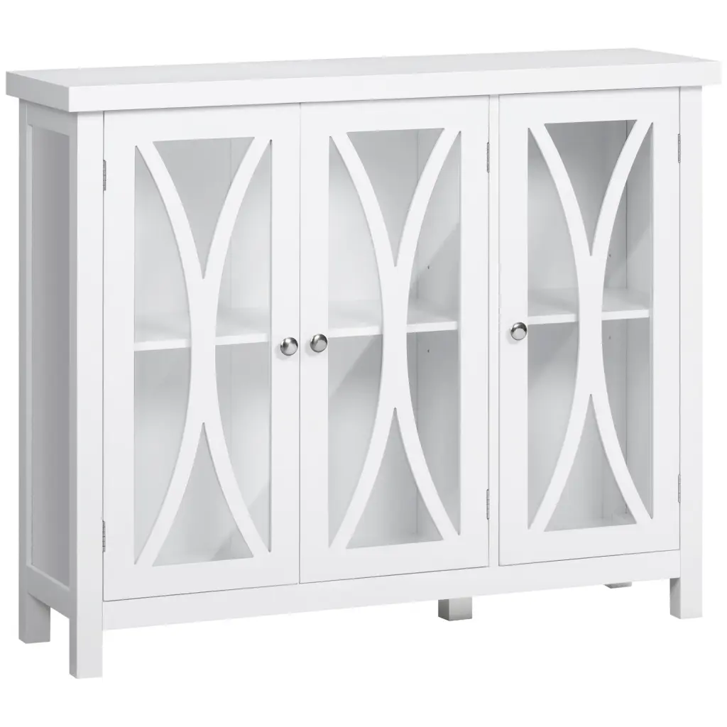 Homcom Sideboard Buffet Cabinet 3 Tempered Crystal Doors and Arc Pattern aosom business